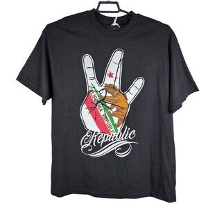 Men's Black Alstyle Classic California Republic Shirt Short Sleeve Size XL